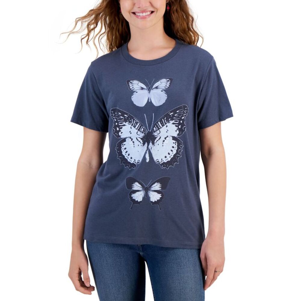 Black Juniors' Triple Butterfly T-Shirt